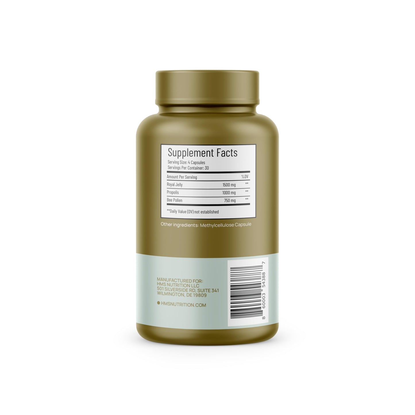 HMS Nutrition Bee Pollen 3,250 mg Capsules 120 Count