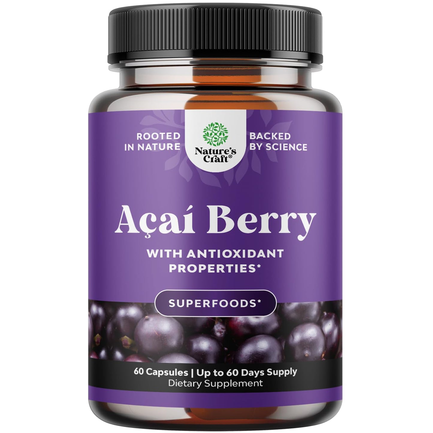 Natures Craft Acai Berry Supplement for Energy & Weight Goals Capsule, 60 Count