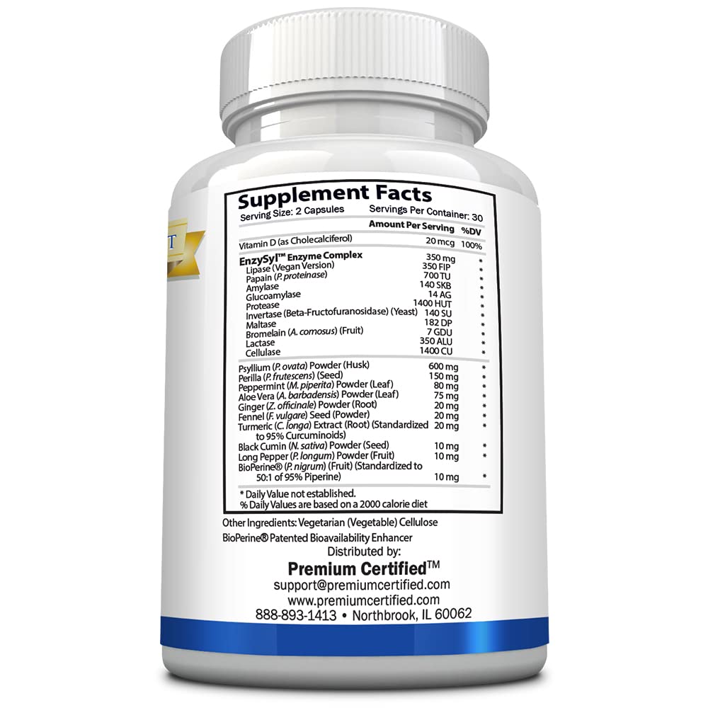 Premium Certified IBS MD Digestive Enzymes Capsules 60 Count