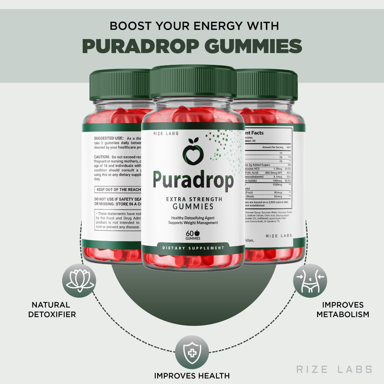 Rize Labs Puradrop Keto ACV Gummies 180 Gummies