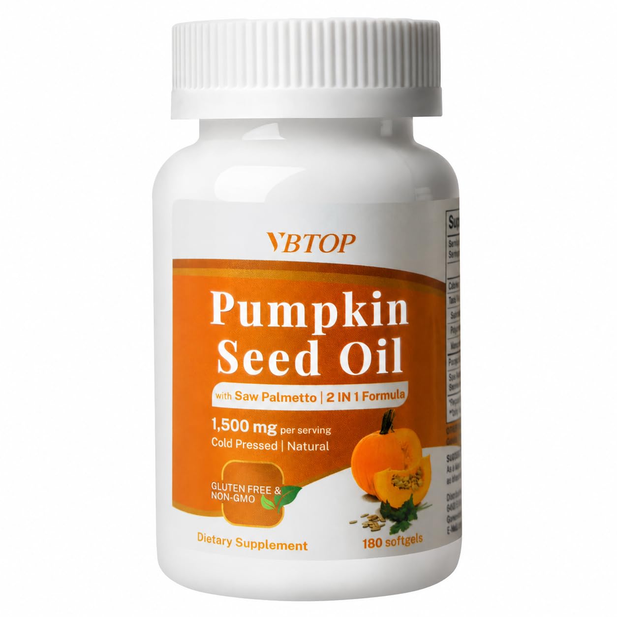 VBTOP Pumpkin Seed Oil & Saw Palmetto Softgels 180