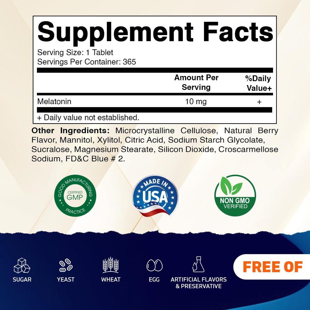 Vitamatic Melatonin 10 mg Tablets, 730 Count