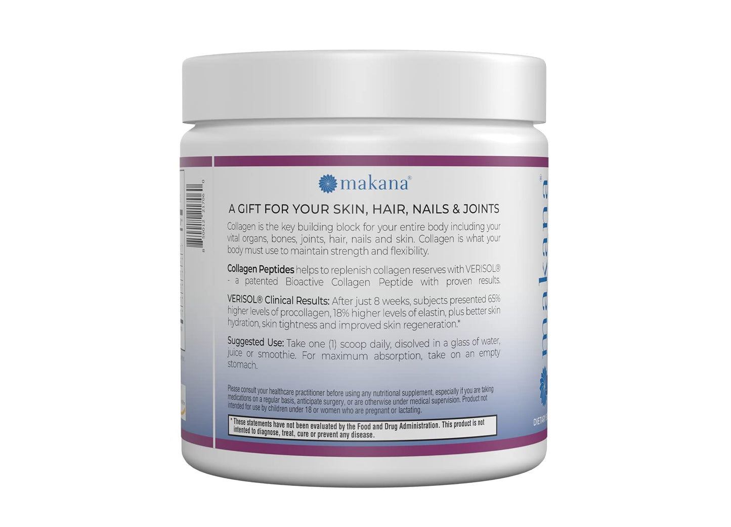 Makana Collagen Peptides Plus – with Verisol®, Vitamin C, Hyaluronic Acid & Amino Acids – Supports Hair, Skin, Nails, & Joints, 6.9 Ounce Powder (Pack of 1)