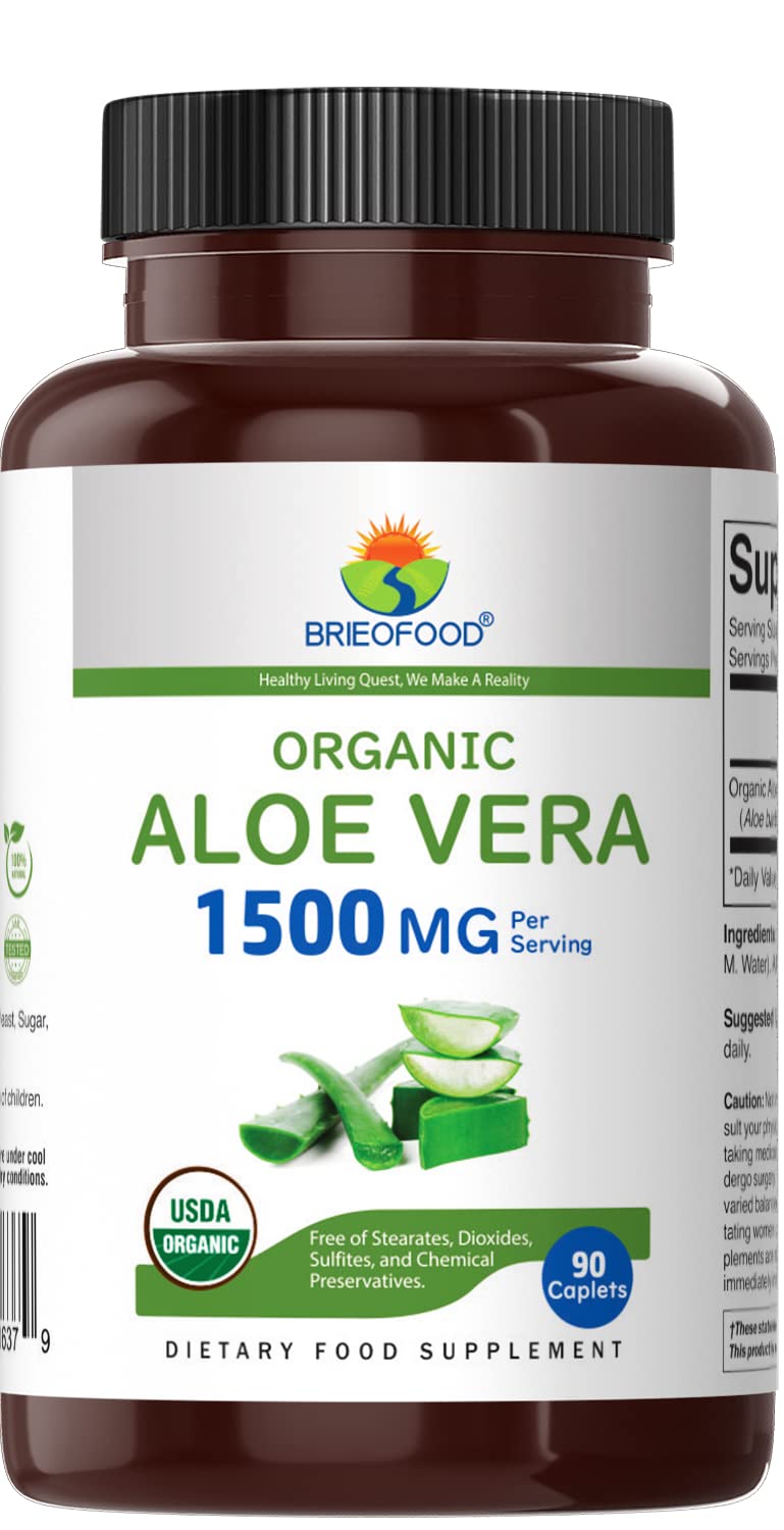 Brieofood Organic Aloe Vera 1500mg 90 Tablets