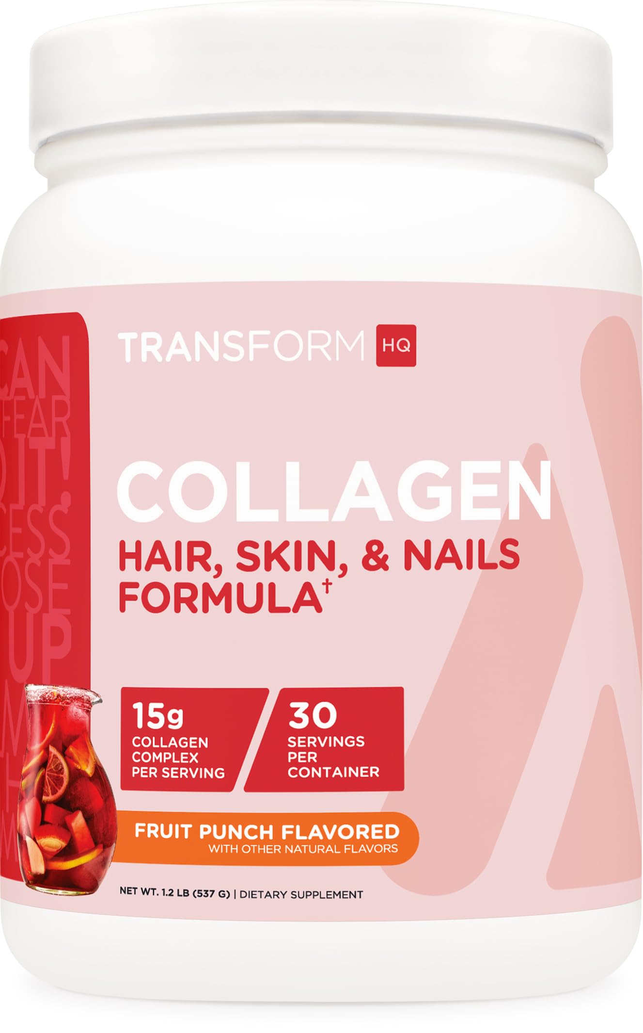 TransformHQ Beauty Collagen (Fruit Punch) Powder 19.2 oz