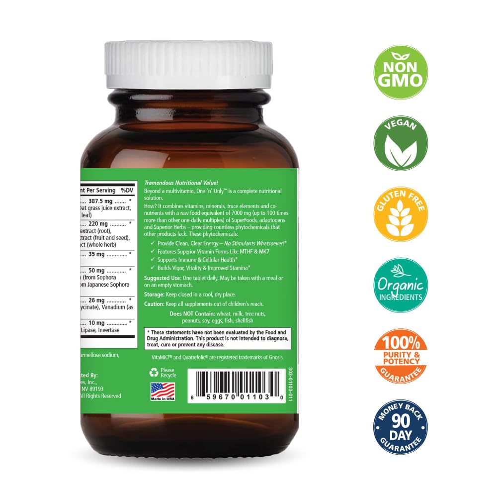 Pure Essence Labs One n Only Whole Food Multivitamin Tablets, 30 Tablets