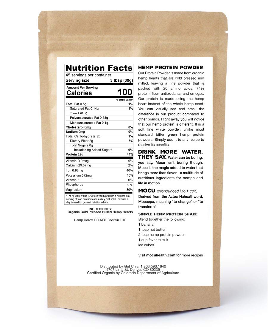 Sioditin MOCU Organic Hemp Heart Protein Powder, 96 Servings