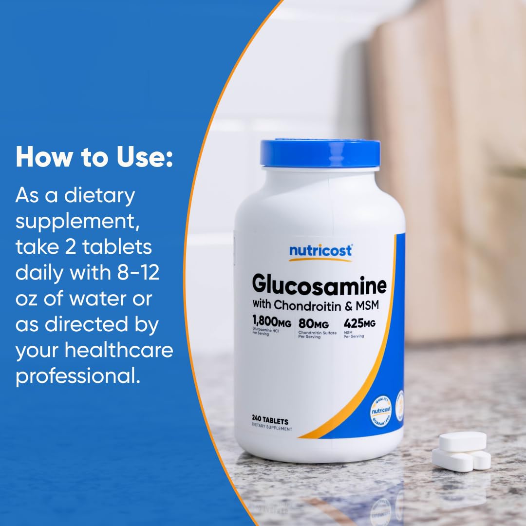Nutricost Glucosamine 1800mg with Chondroitin & MSM Tablets, 240 Count