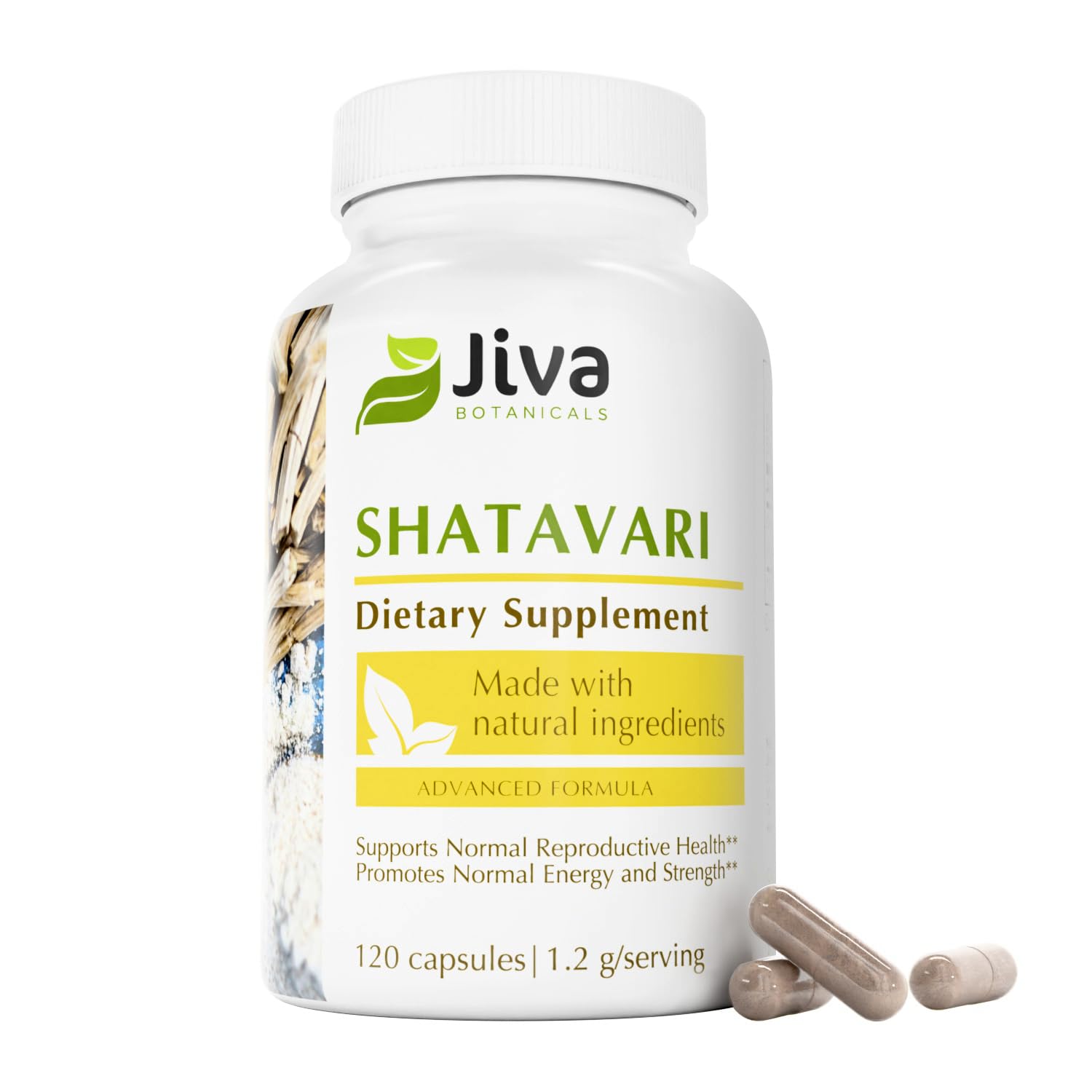 Jiva Botanicals Shatavari 1200mg Capsules, 120 Count