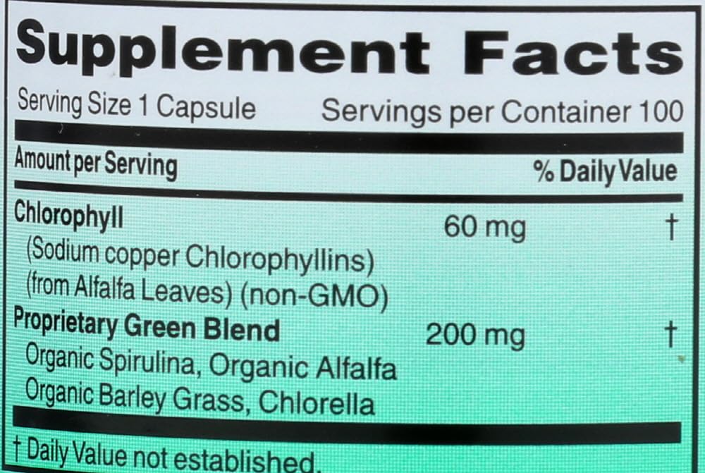 World Organic Chlorophyll 60MG Capsule 100 Count