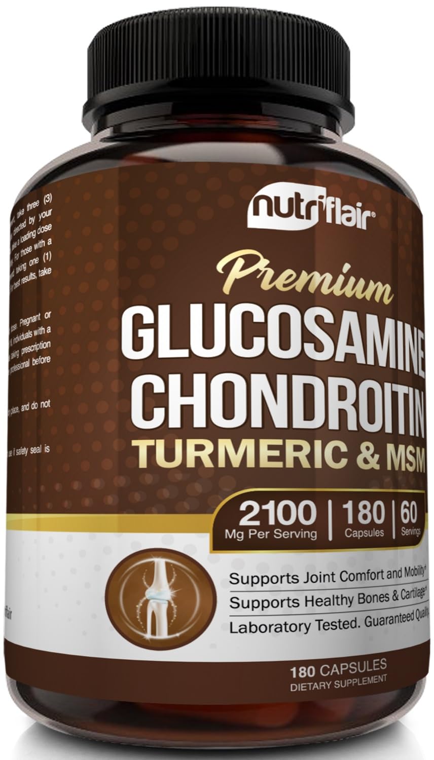 NutriFlair Glucosamine Chondroitin Turmeric MSM Boswellia Capsules, 90 Count
