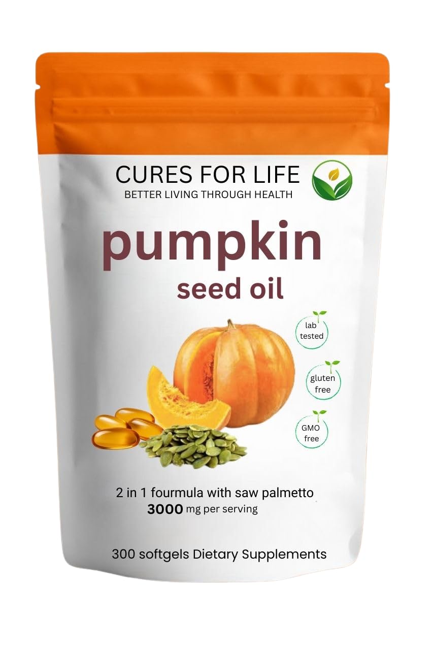 Cures For Life Pumpkin Seed Oil with Saw Palmetto Softgels 300 Count