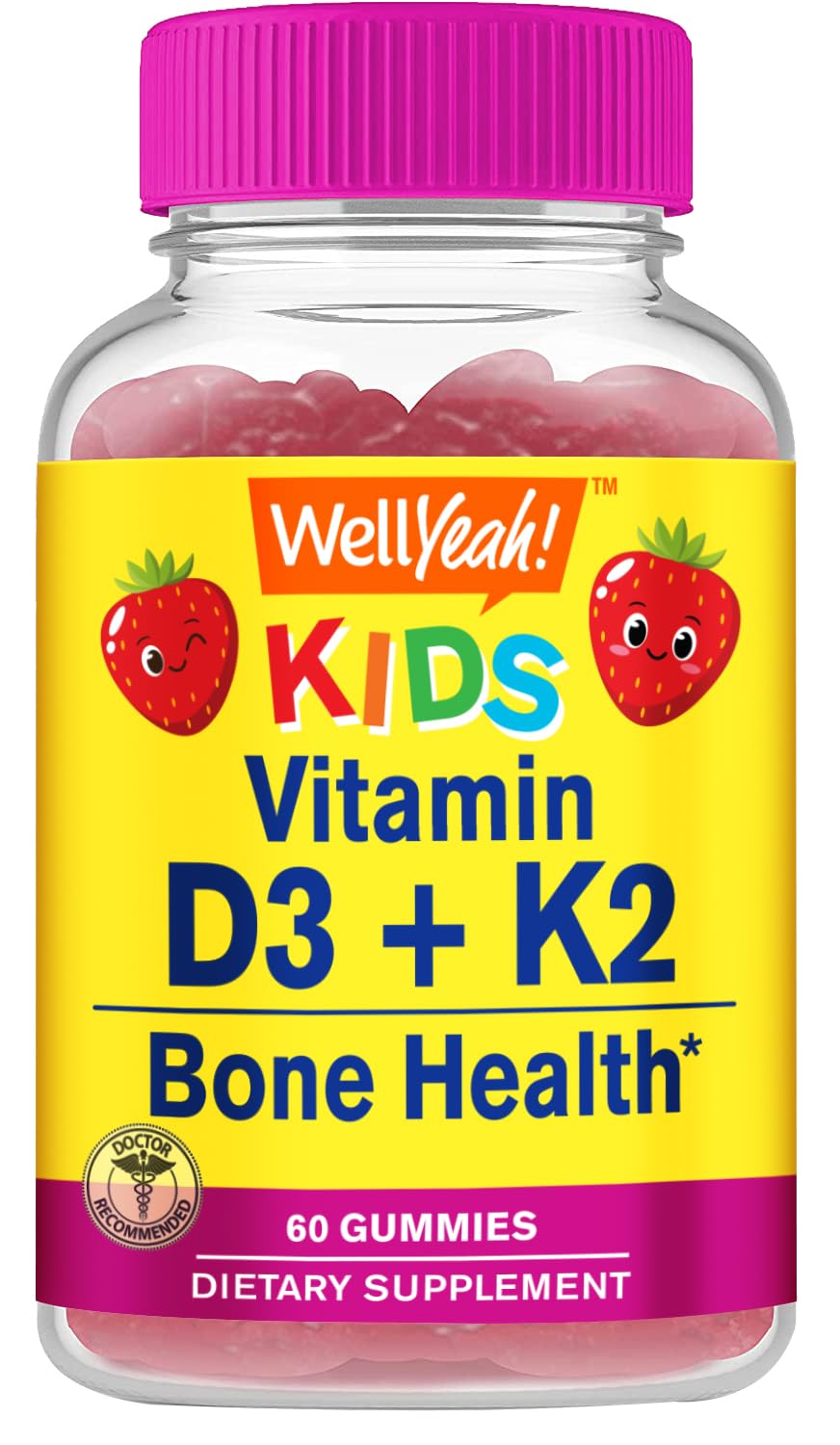 WellYeah Vitamin D3 + K2 for Kids Gummies, 60 Gummies
