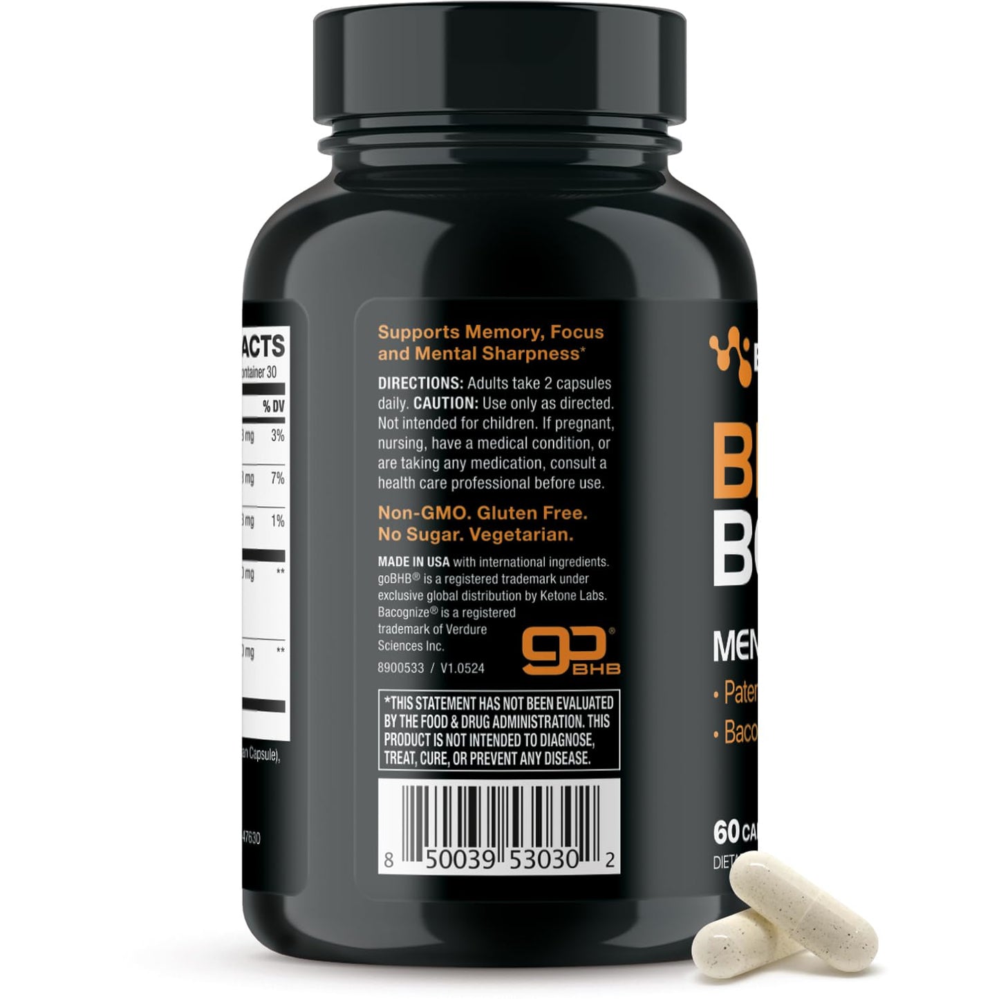 Real Ketones Brain Booster Supplement for Focus Capsule 60 Count