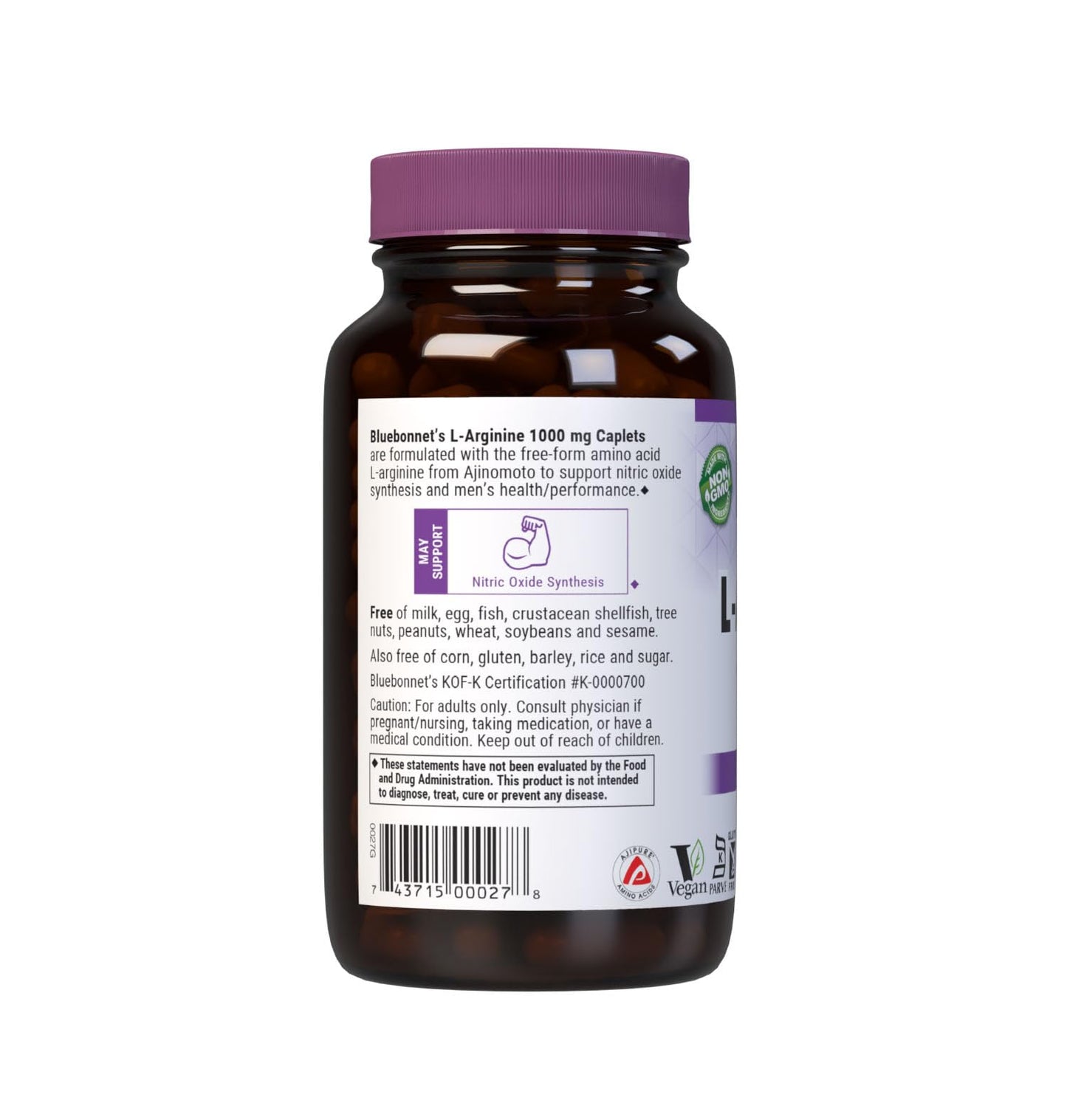 BlueBonnet L-Arginine 1000 mg Caplets, 100 Count
