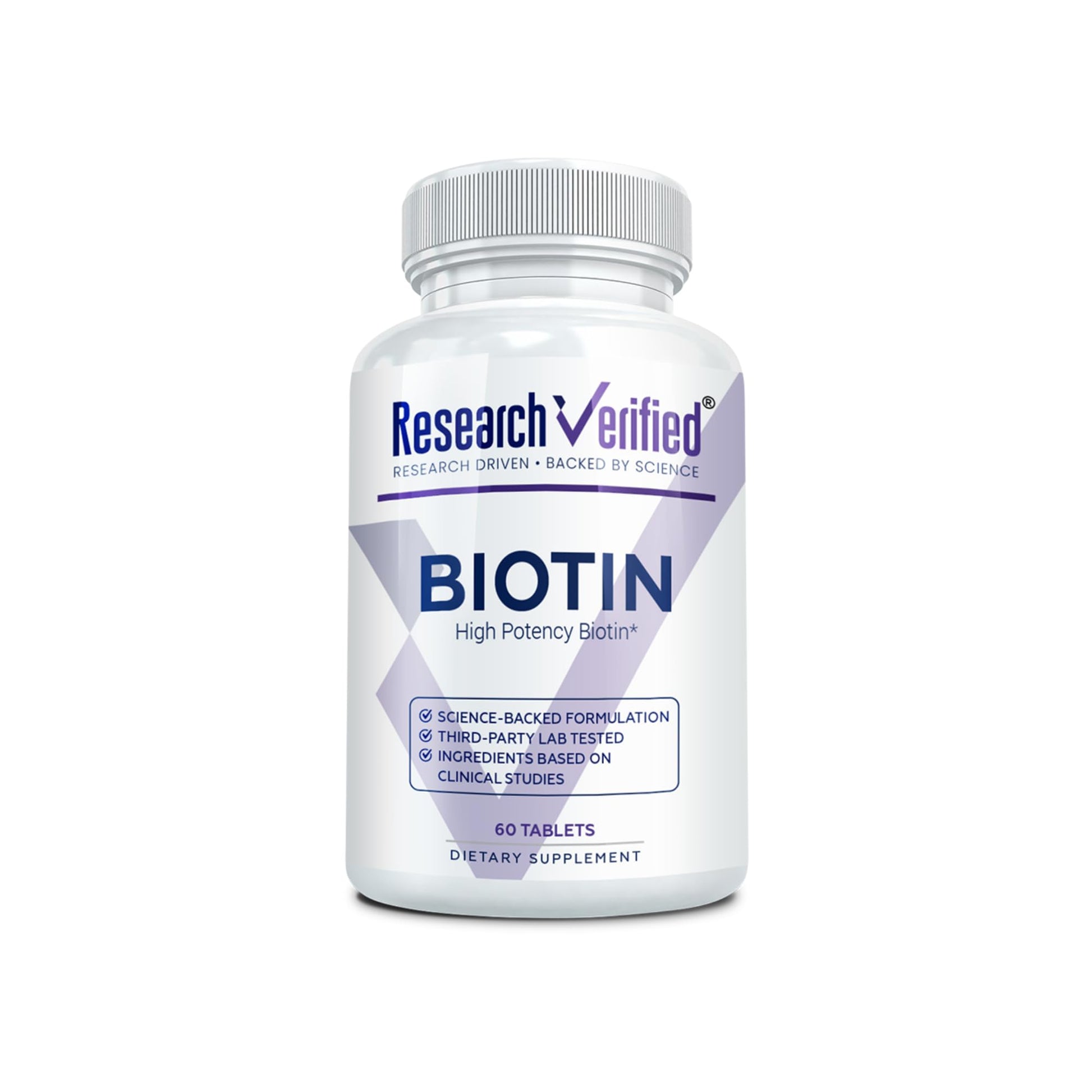 Research Verified Biotin 10000mcg Extra Strength Hair Skin and Nails Vitamin, 60 Tablets