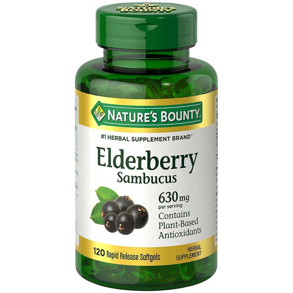 Nature's Bounty Sambucus Elderberry Herbal Supplement Softgel 120 Count