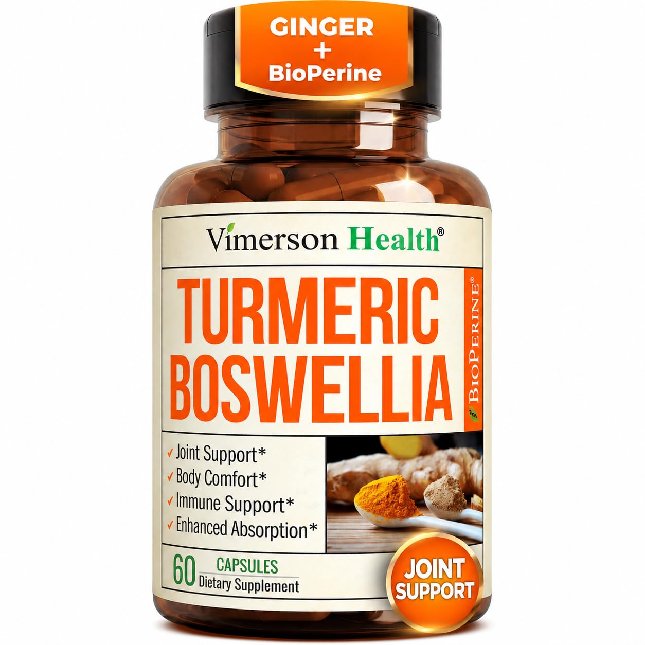 Vimerson Health Boswellia Serrata Turmeric Curcumin Supplement Capsules 60 Count