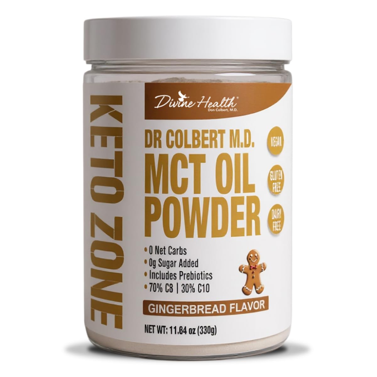 Divine Health Dr. Colbert, MD MCT Oil Powder Gingerbread Flavor, 11.64 Ounce