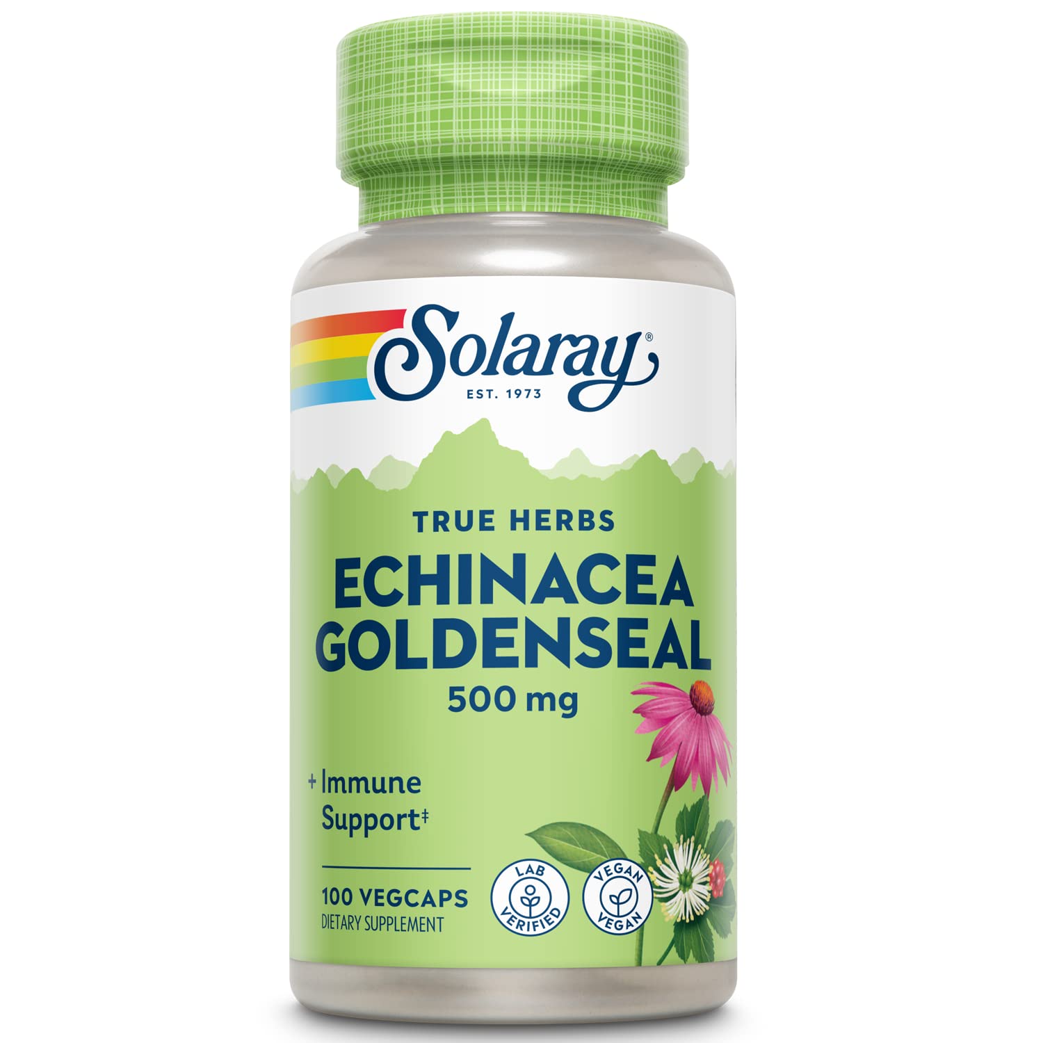 Solaray Echinacea Root & Goldenseal Root Supplement Capsules 100