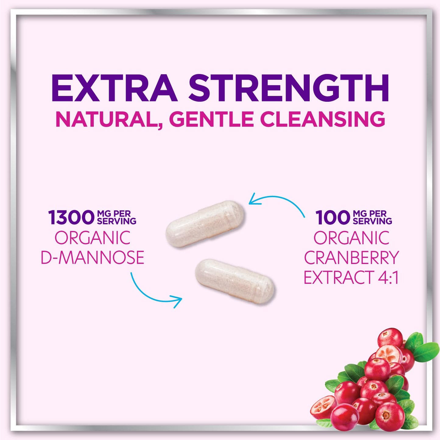 Hello Lovely! D-Mannose 1300mg with Cranberry Capsules, 60 Capsules
