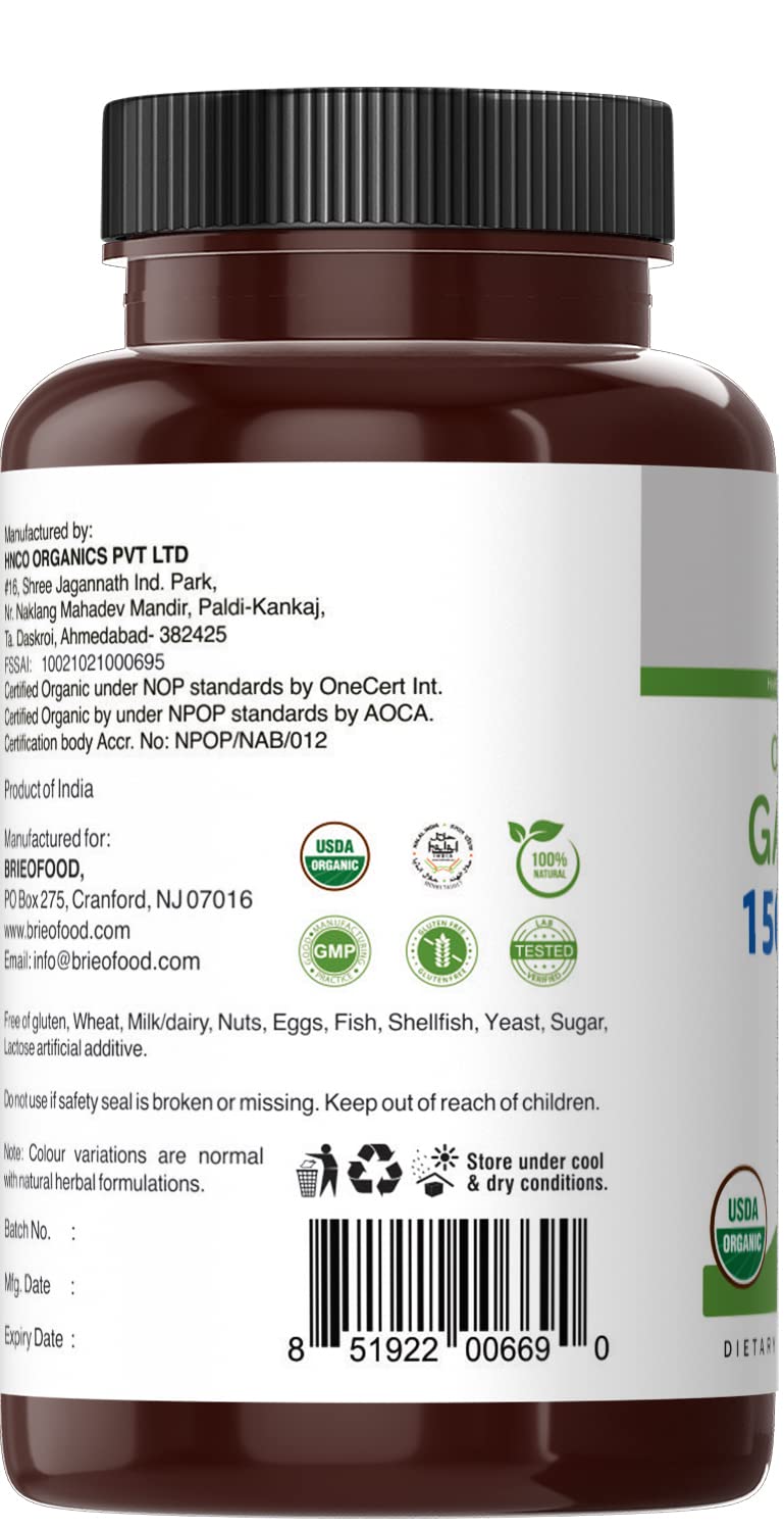 Brieofood Organic Garlic 1500mg Tablets 180