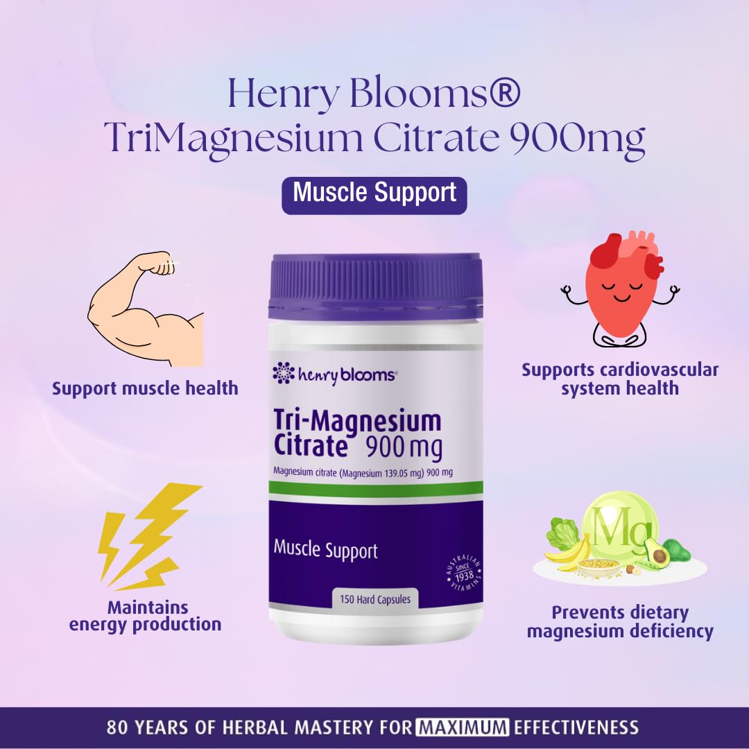 Henry Blooms Tri-Magnesium Citrate 900mg Capsules 1 Count
