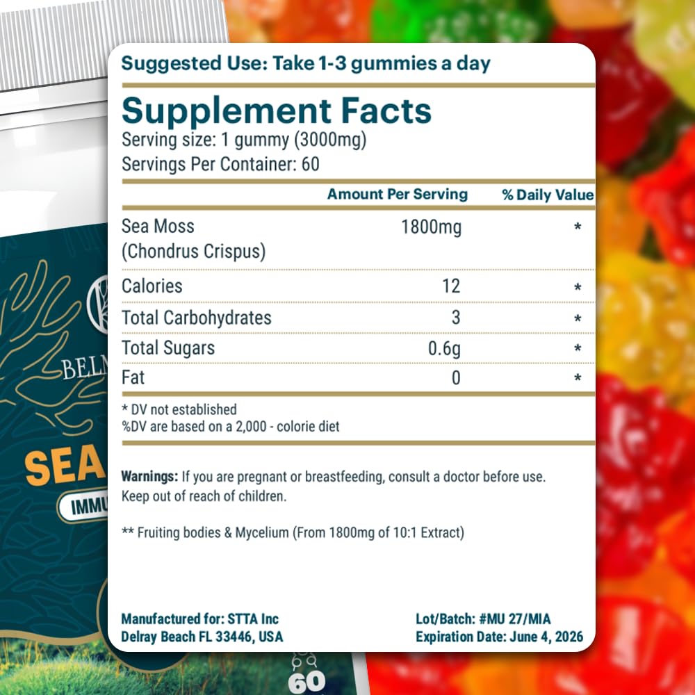 Belmonia Sea Moss Gummies 60 Count