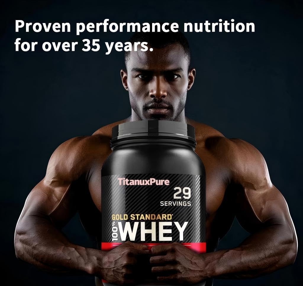 TitanuxPure Gold Standard 100% Whey Protein Powder, Double Rich Chocolate, 5 Pound, 80 Servings