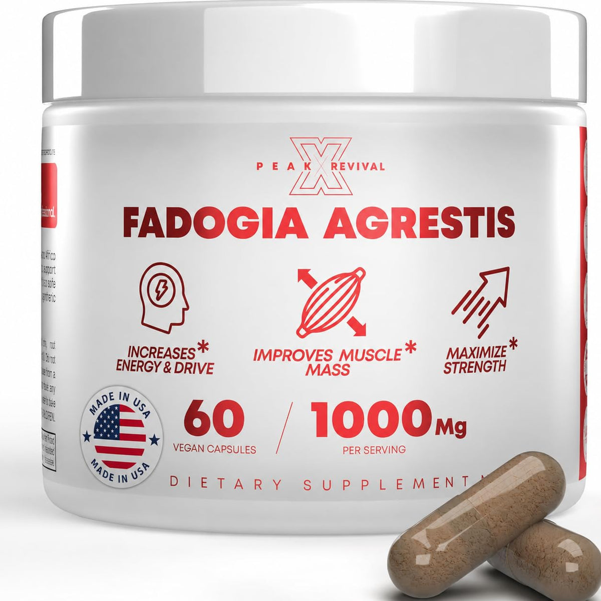 Testosterone Booster for Men with Fadogia Agrestis Supplement (60 Capsules)