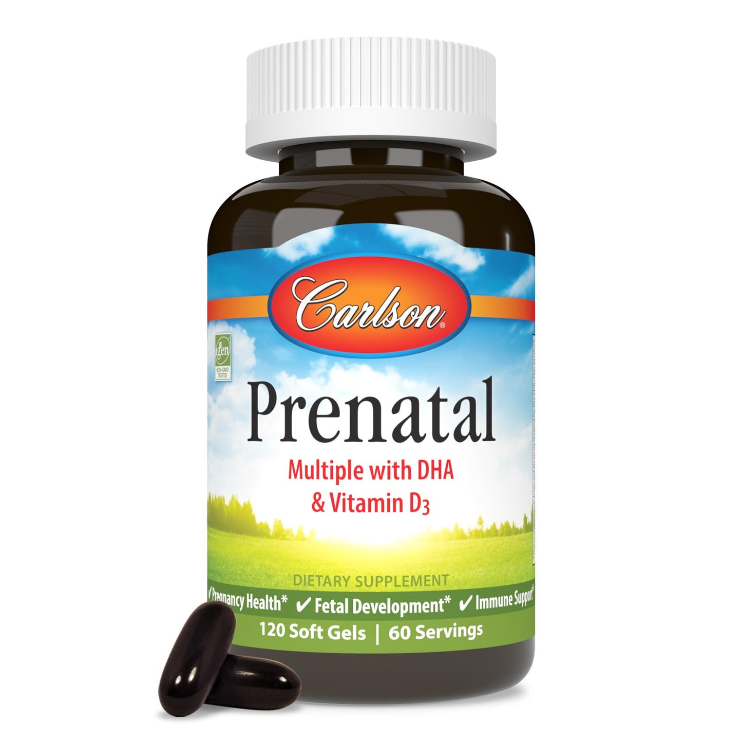 Carlson Pre-Natal Multivitamin Tablets with DHA, 120 Tablets