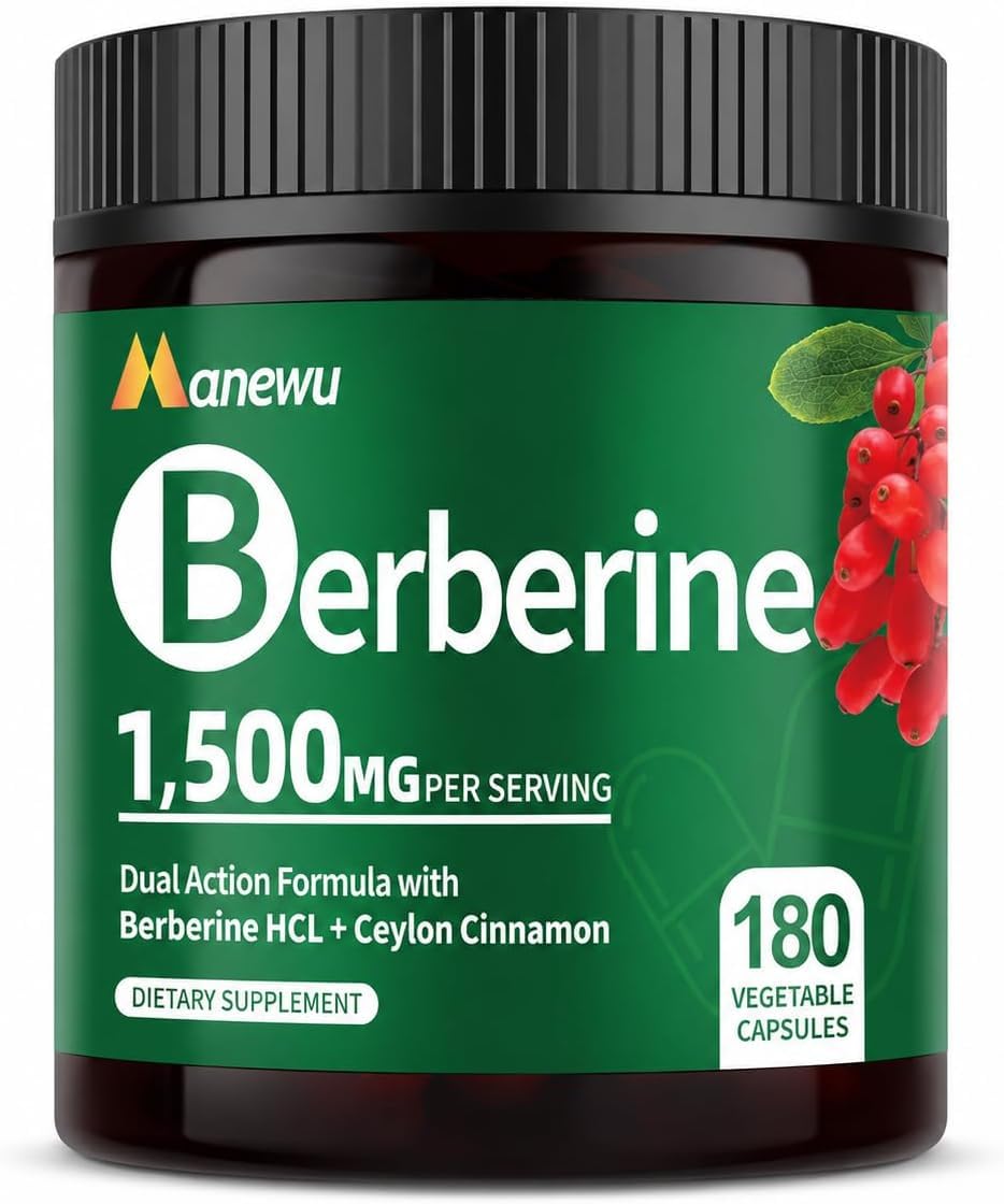 NEOGLI Berberine HCL 1500mg, Ceylon Cinnamon, 180 Capsules