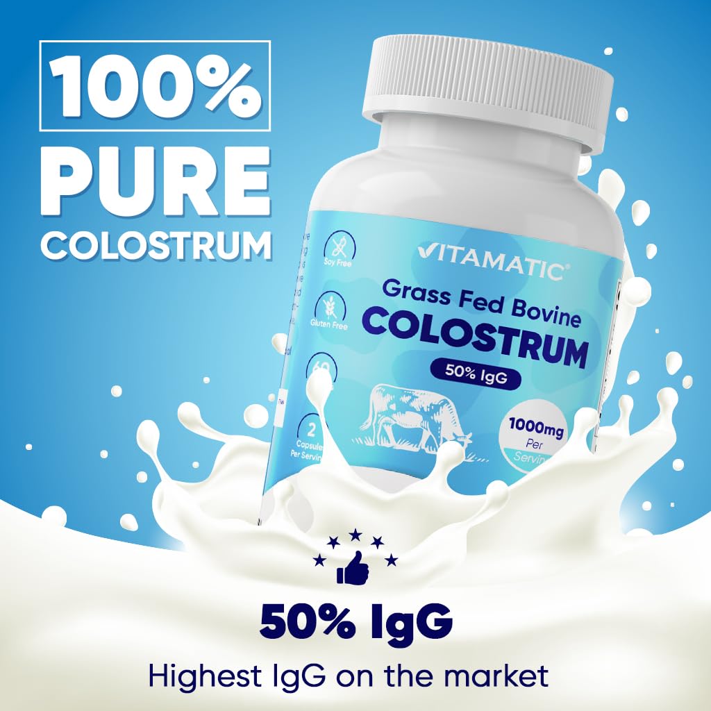 Vitamatic Bovine Colostrum Capsule 1000 mg per Serving, 240 Capsules