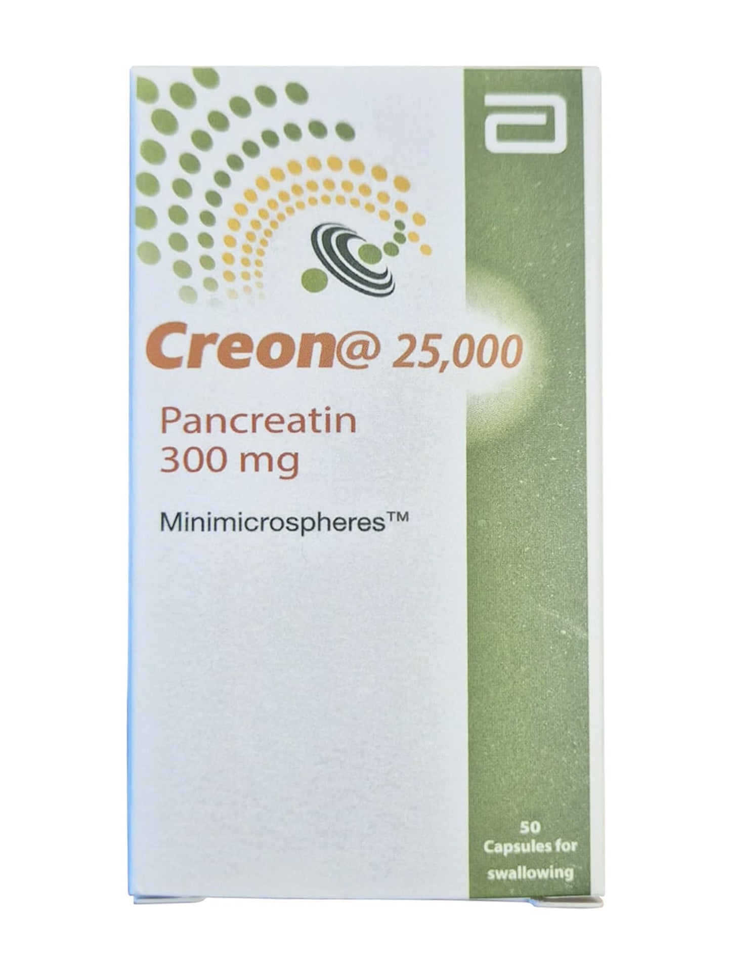 UPAX Creon 25,000 Pancreatin 300mg Digestive Enzyme Supplement with Lipase, Protease & Amylase, 50 Capsules
