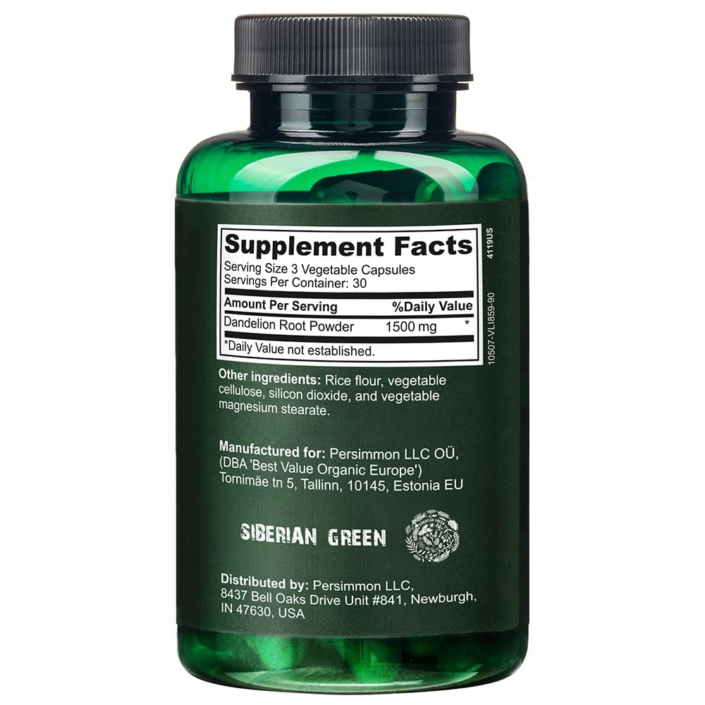 Siberian Wild Dandelion Root Herbal Supplement Capsule 90 Count