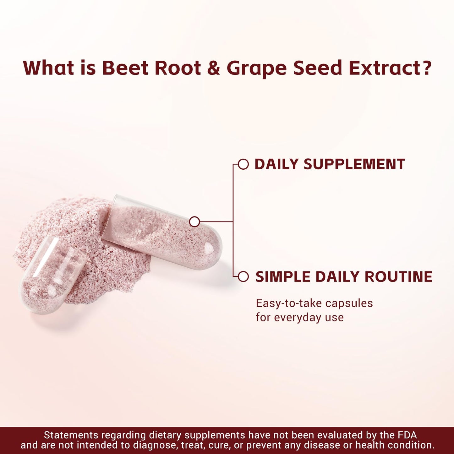 Rolphood 2 in 1 Organic Beet Root + Grape Seed Extract Capsules, 60 Count