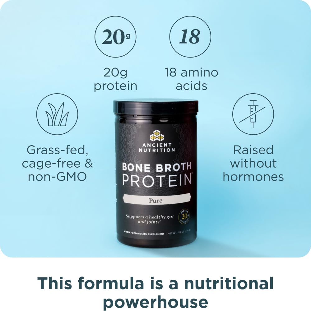 Ancient Nutrition Grass Fed Bone Broth Protein Powder 15.7