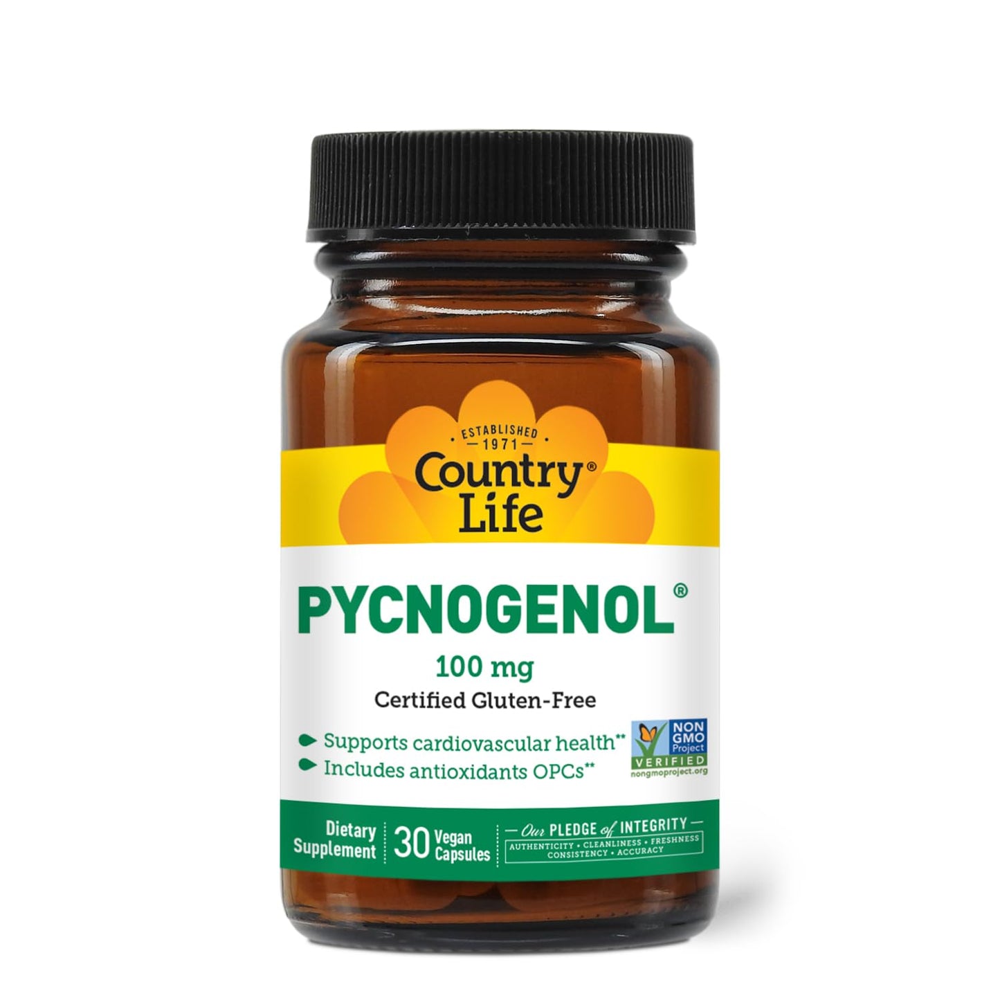 Country Life Pycnogenol 100mg French Maritime Pine Bark Extract, 30 Capsules