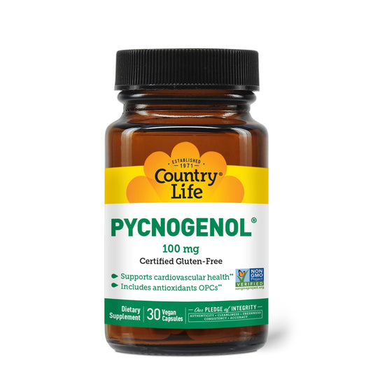 Country Life Pycnogenol 100mg French Maritime Pine Bark Extract Capsule, 30 Count