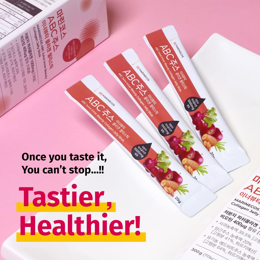 ZIOSTAND ABC Juice Inner Beauty Collagen Jelly Stick Gummy, 15 Count