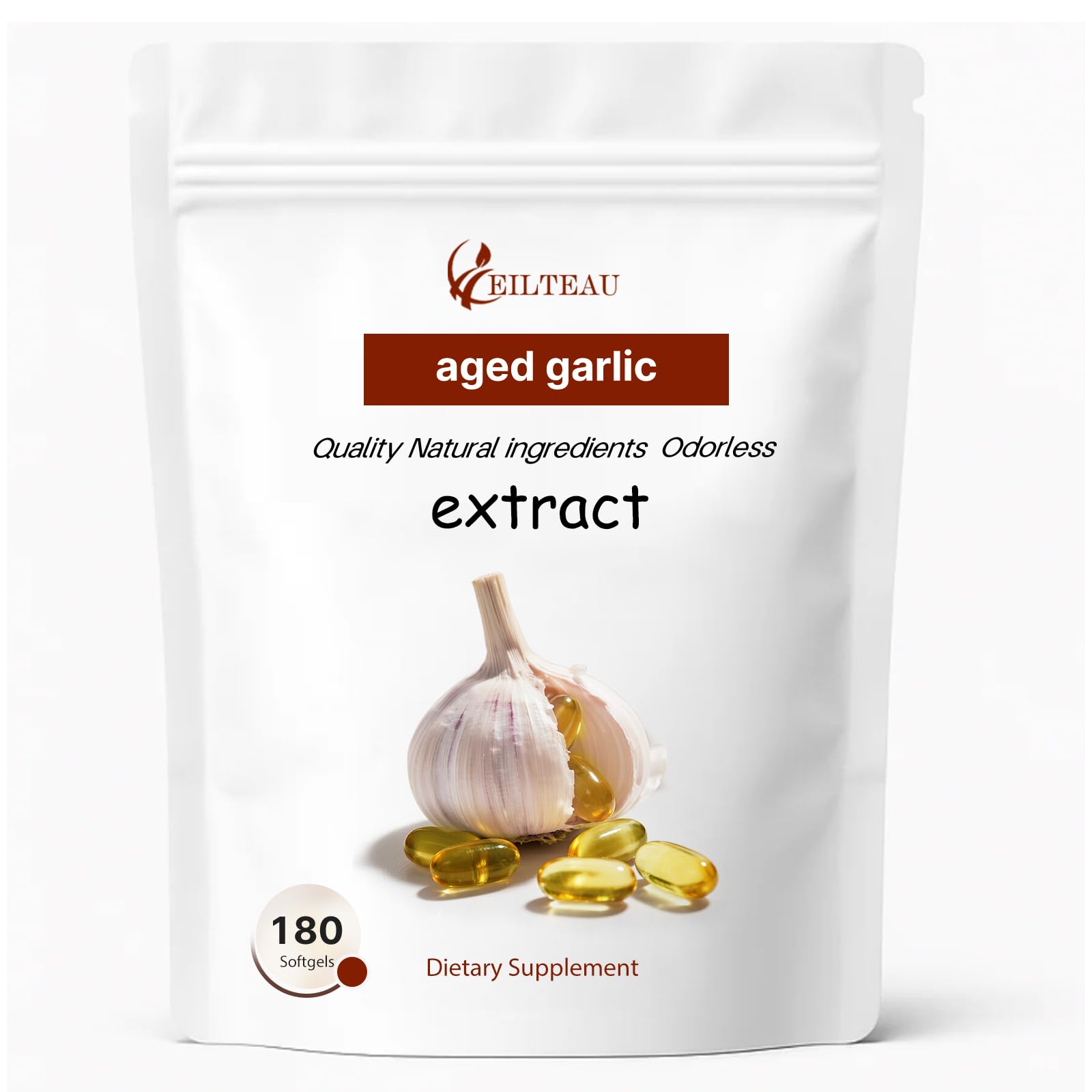 EILTEAU Aged Garlic Extract Odorless Softgels 180 Count