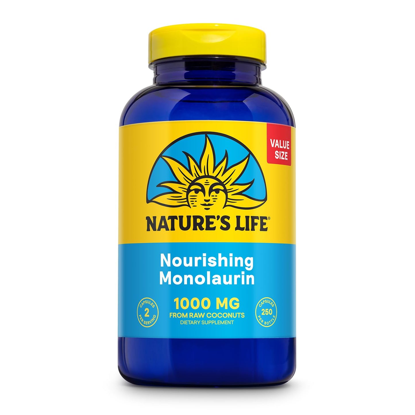 Nature's Life Monolaurin 1000 mg VegCaps, 250 VegCaps