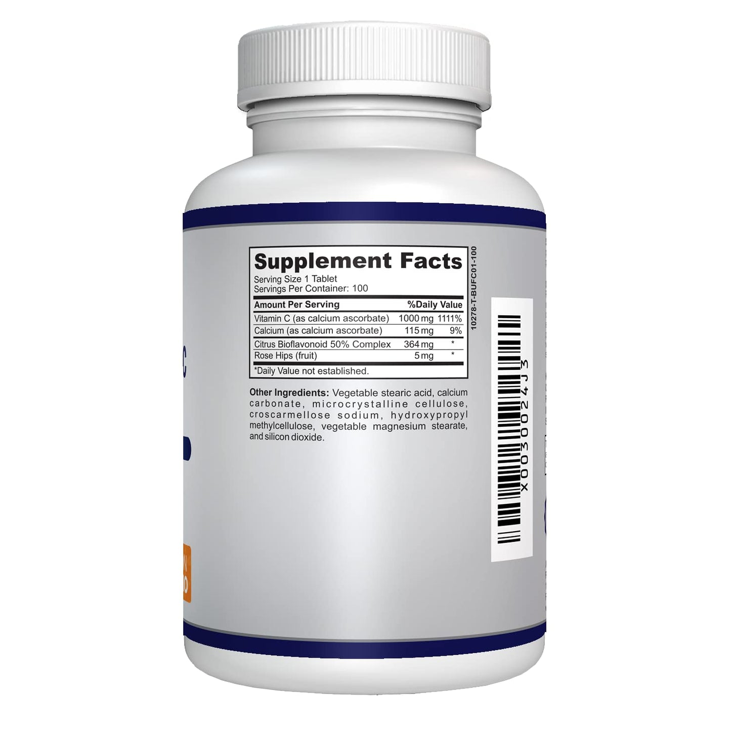 O!VITA Buffered Vitamin C 1000mg for Immune Health, Non-GMO Tablets, 100 Tablets