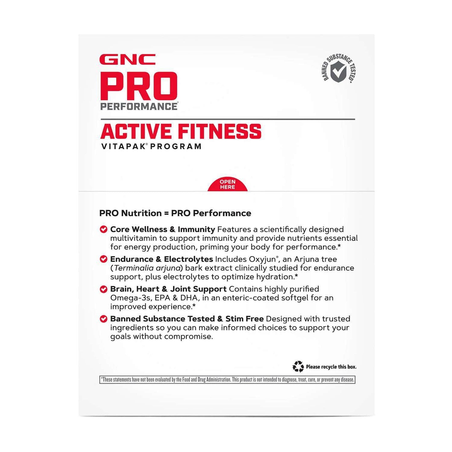 GNC Pro Performance Active Fitness Vitapak Program Tablet 30 Count
