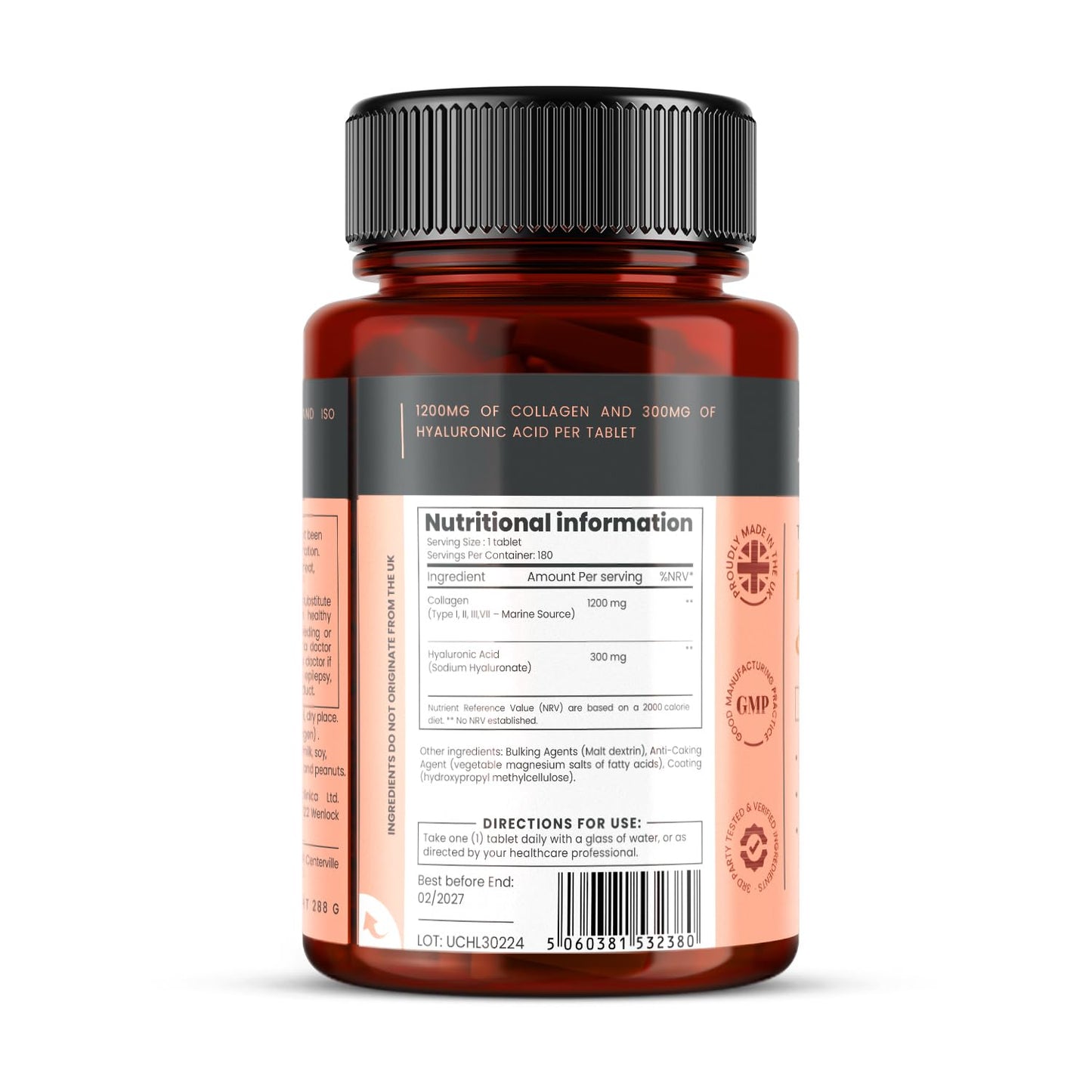 pureclinica UltraColl Collagen & Hyaluronic Acid Tablets 1080 Count