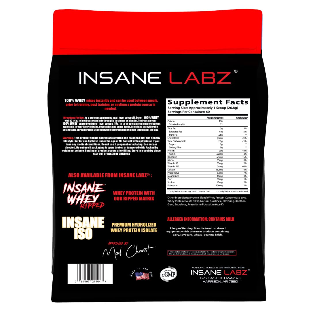 Insane Labz 100% Whey Protein Powder, 64 Servings