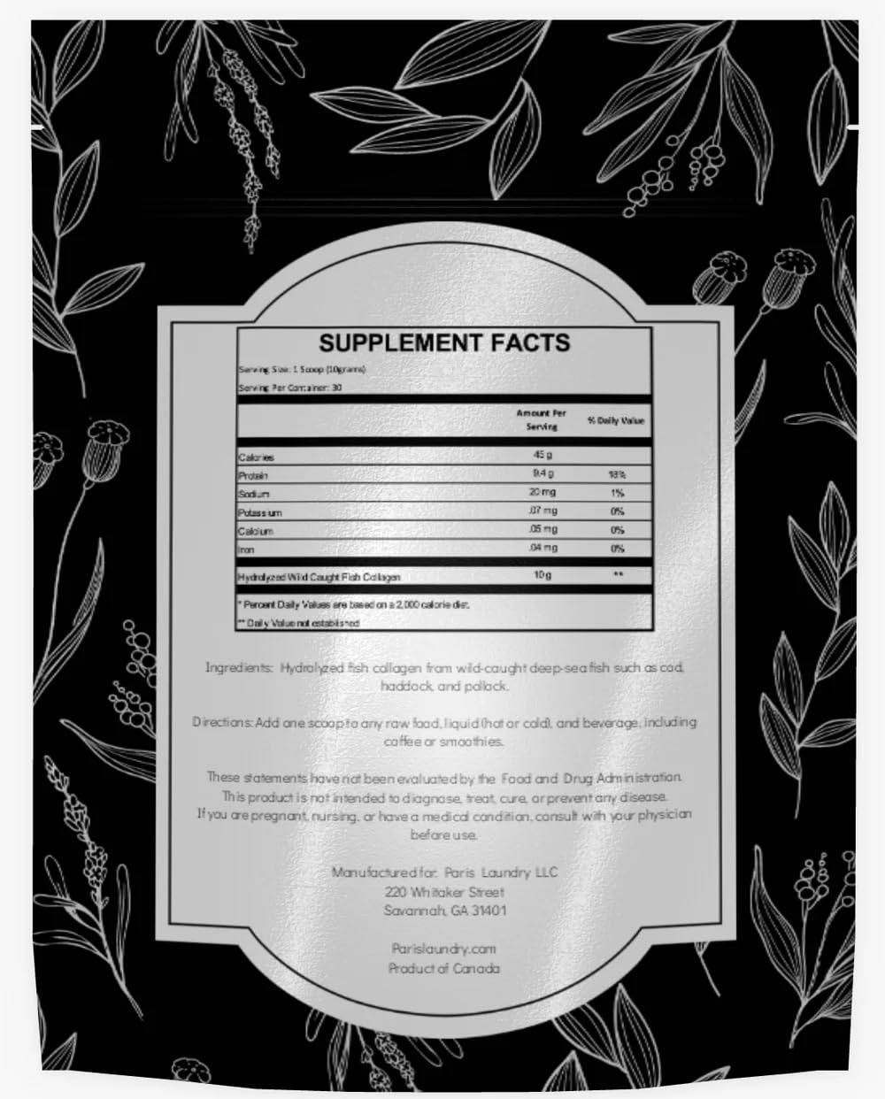 PARIS LAUNDRY Ocean Radiance Hydrolyzed Marine Collagen Peptides, Wild-Caught, Unflavored – Supports Healthy Skin, Hair, Nails & Joints Powder 10.58 Ounce