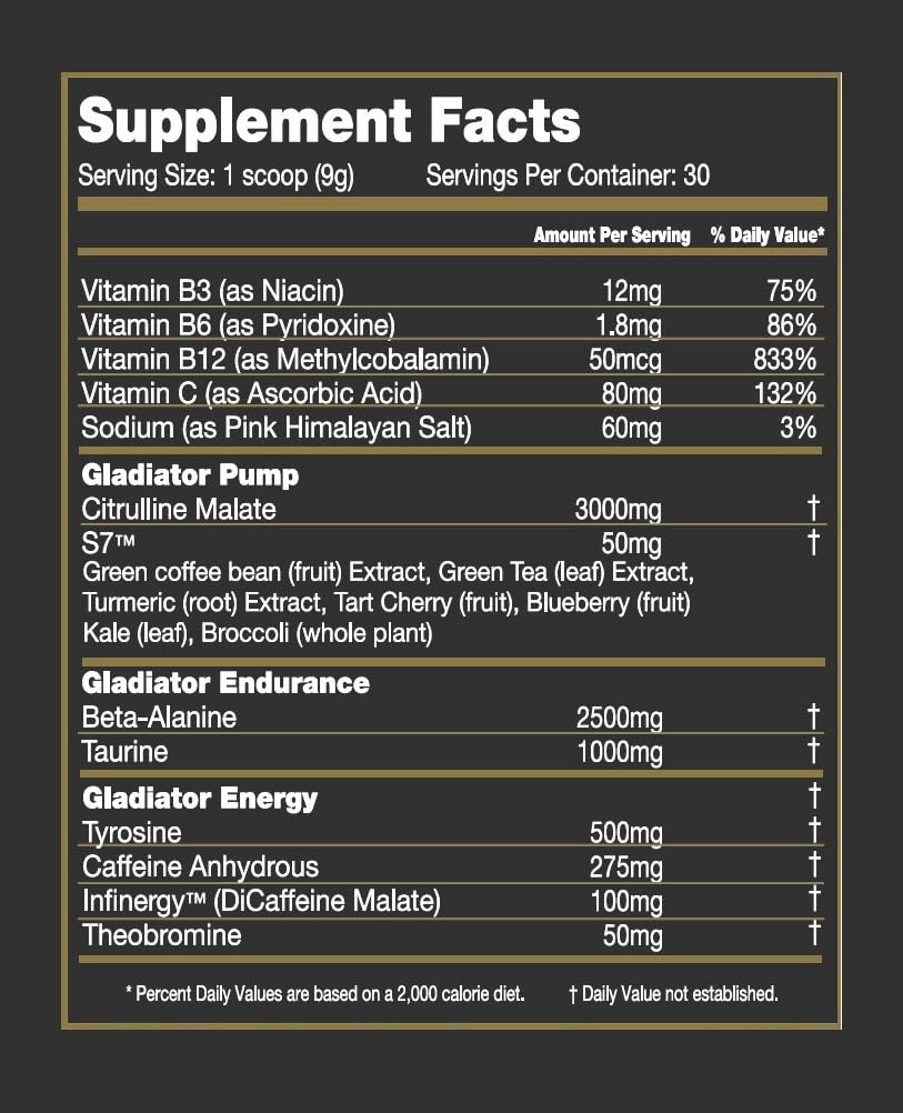 Gladiator Sports Nutrition Crixus PRE Pre-Workout Powder 9.52 Ounce
