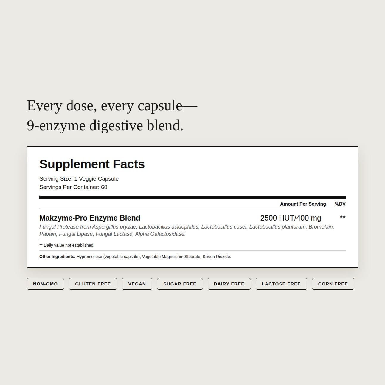 Dear Apothecary Digestive Enzyme 9 Enzyme Blend with Probiotics Capsules, 60 Count