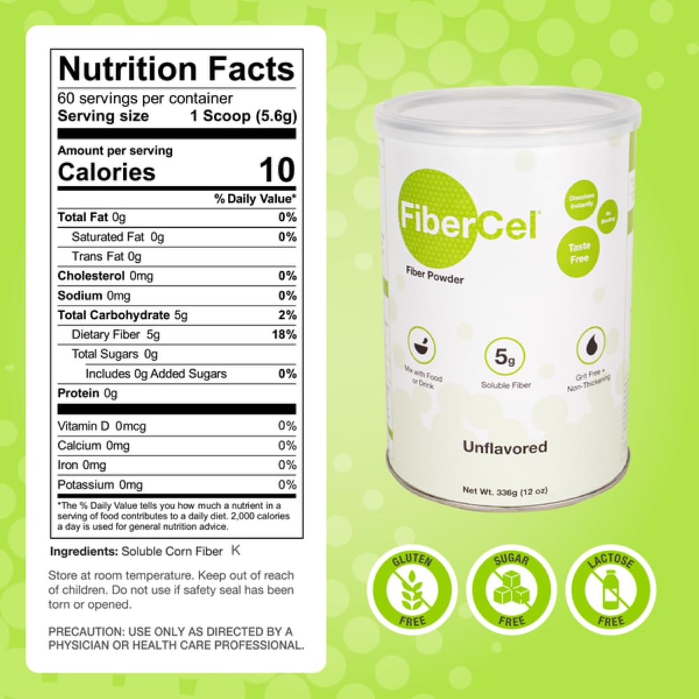 Global Health Products FiberCel Unflavored Fiber Powder 12oz